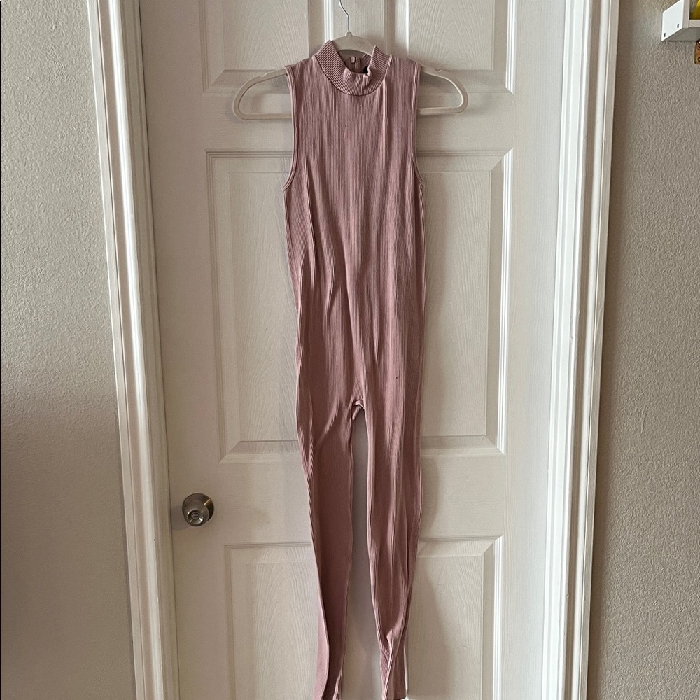 Forever 21 Light Pink Ribbed Jumpsuit